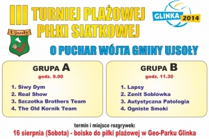III Turniej Plażowej Piłki Siatkowej o Puchar Wójta Gminy Ujsoły - terminarz rozgrywek - zdjęcie1